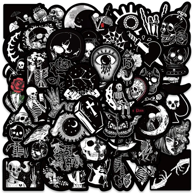 50pcs Skull Punk Halloween Scrapbooking Stickers Gothic Stickers