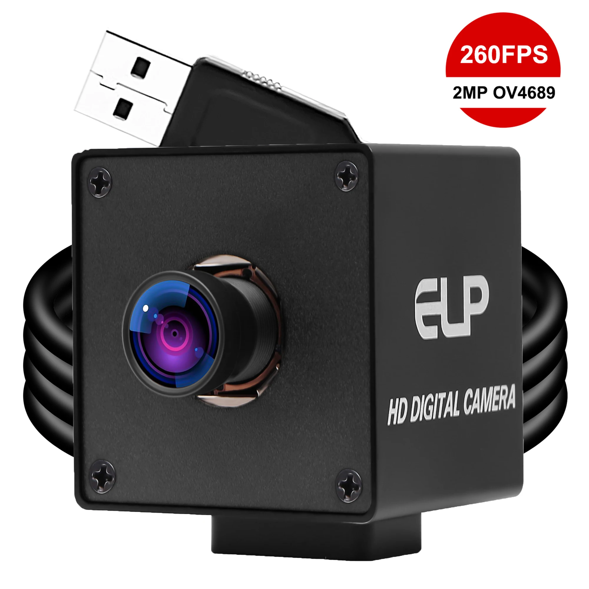 ELP 1080P Full HD USB Camera 260fps Wide Angle Fisheye Lens