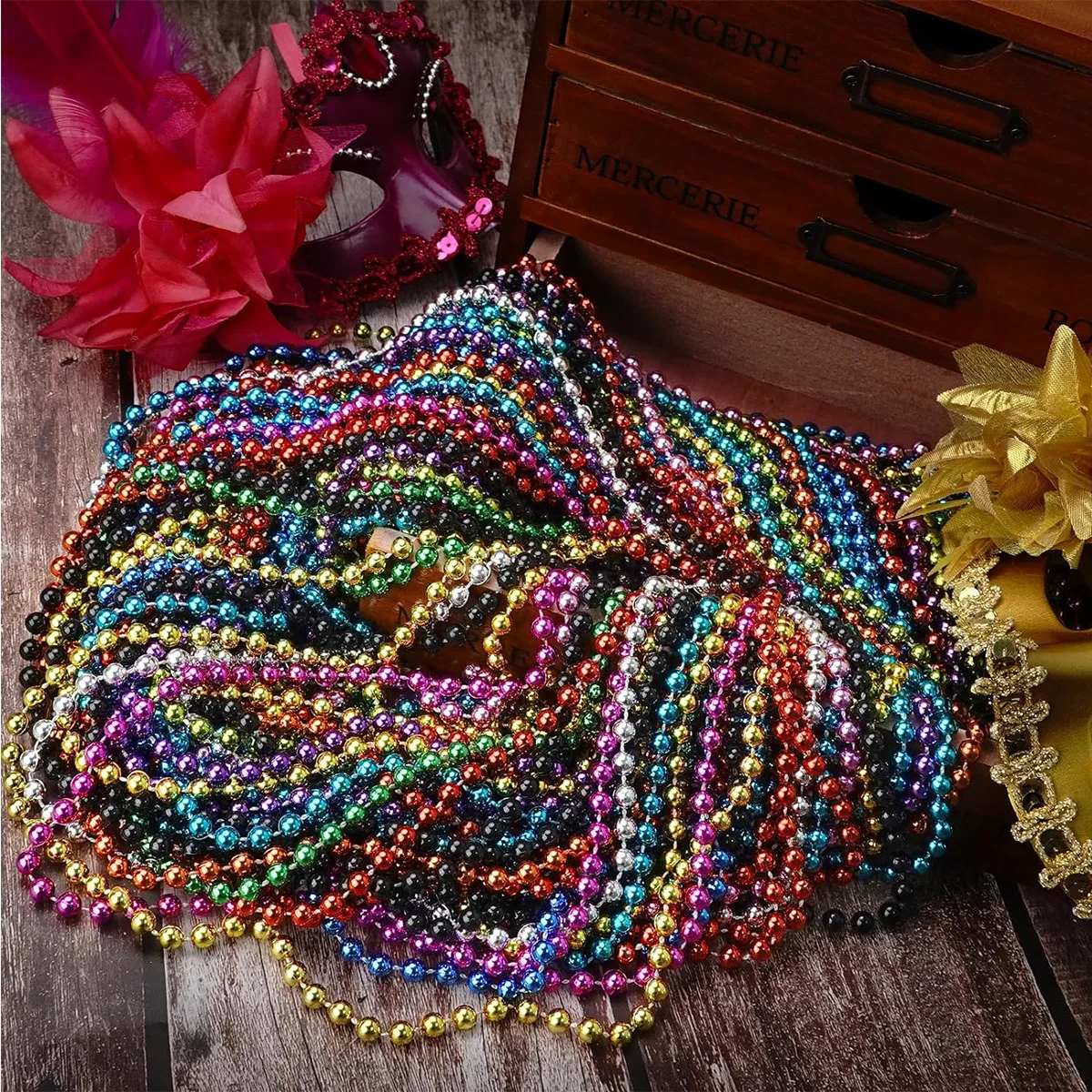 33 Inch 7 mm Metallic Purple Bead Necklaces, 6pcs Mardi Gras Beads Bulk  Round Beaded Necklaces Costume Necklace for Mardi Gras Party Christmas  Festive Events, Party Favors - Walmart.com