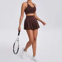Yoga Set Casual Outdoor Bra Tennis Short Skirt Anti-light Running Pocket Fitness Suit Breathable Yoga Tank Top Tennis Suit Set - Image 2