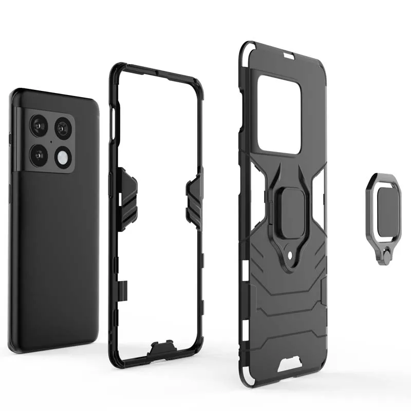 Shockproof Phone Case with Magnetic Kickstand Ring and Enhanced Protection