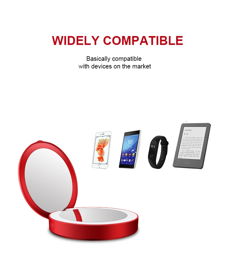 3 in 1 보조배터리 충전기 화장품 접이식 휴대용 컴팩트 포켓, LED 조명, 메이크업 도구, 여성용 조명 메이크업 거울