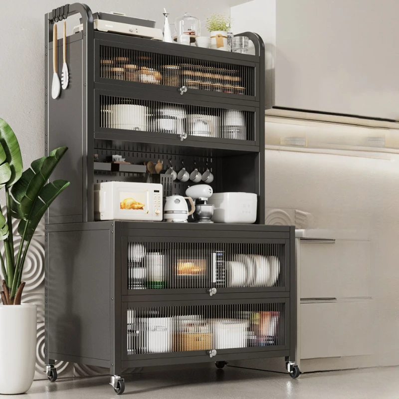 Display Di Stoccaggio Credenze Armadi Da Cucina Armadio Moderno Credenze In Metallo Nero Armario De Cocina Mobili Per La Casa Mr50Cj
