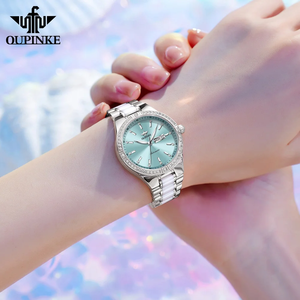 OUPINKE High-end Luxury Woman Watch Import Automaic Movement Mechanical Wristwatches Ceramics Strap Waterproof Ladies Watch 2024 5
