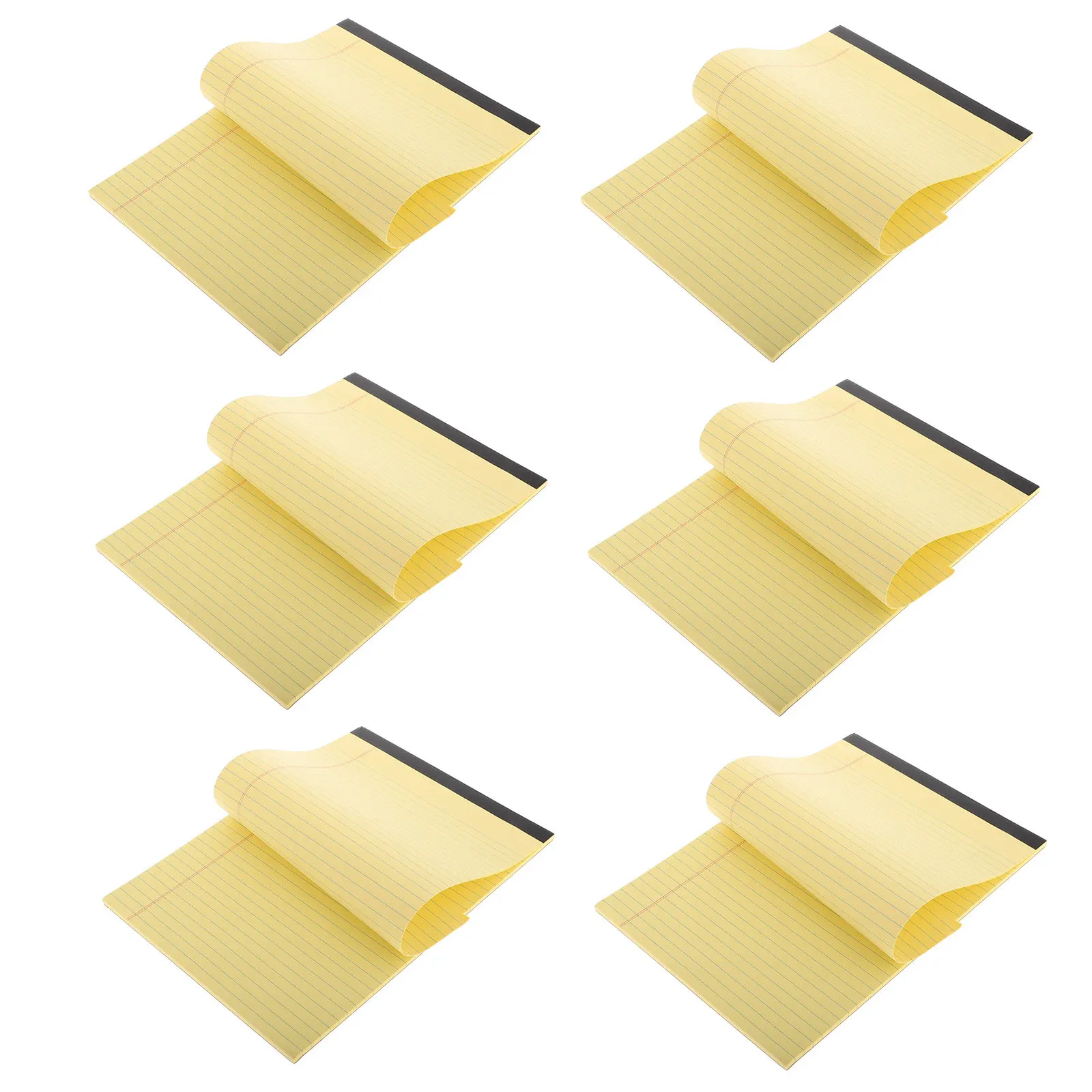 6 Pezzi Blocco Note A4 Giallo Strappabile con Pagine a Righe e Layout Sezionato per Scrittura Ordinata, Ideale per Lavoro, Scuola, Università, Insegnanti e Affari