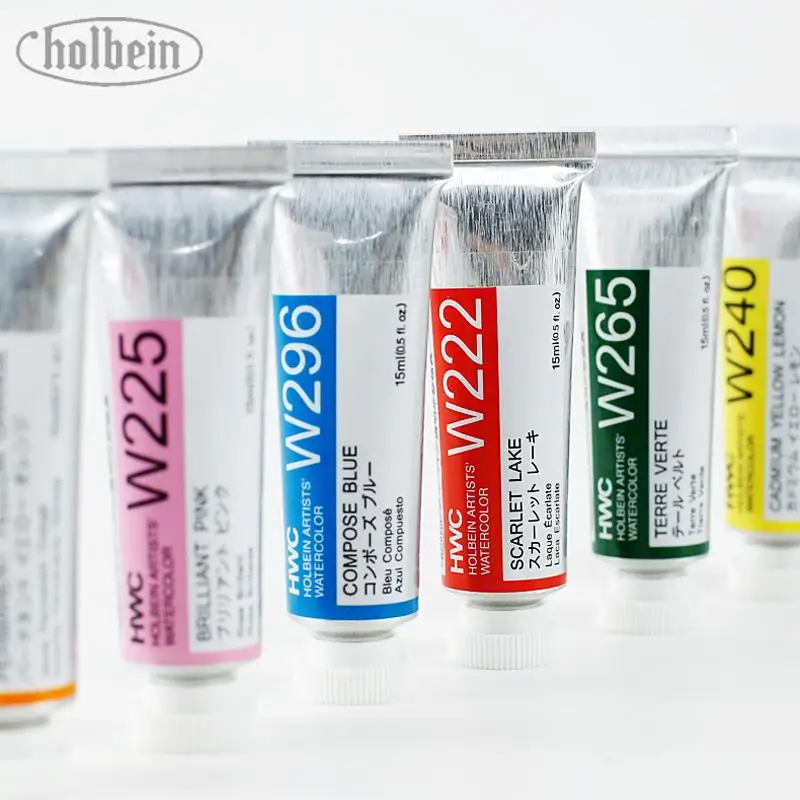 Japan Holbein Series 2 Artists' Transparent Watercolor Paint 15ml/0.5oz Tubes Art Watercolour Professional Drawing Supplies