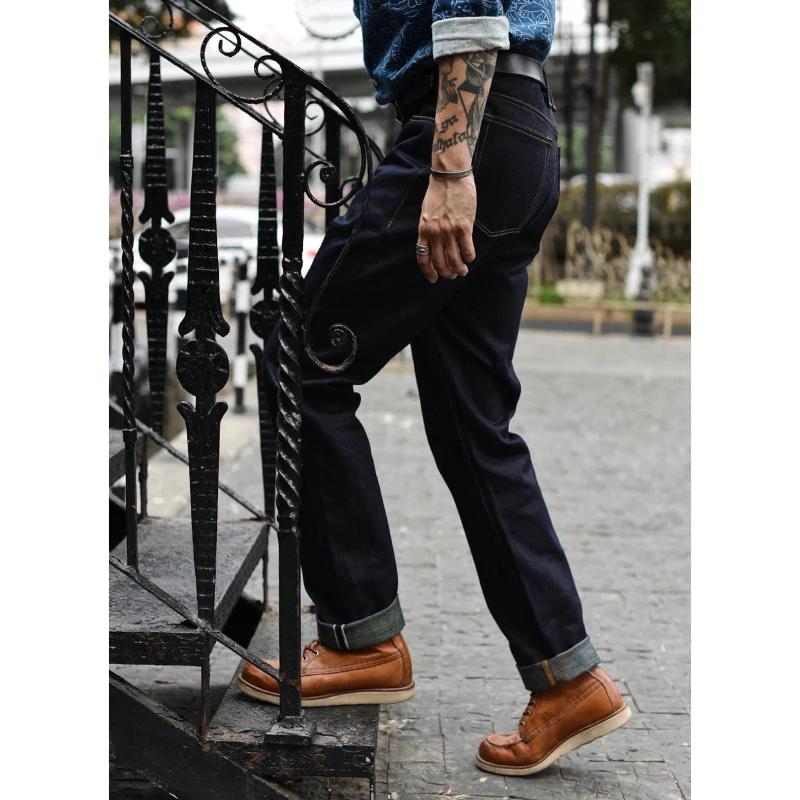 Saucezhan 311XX-Z1 Rainbow Denim Jeans for Men Selvedge Denim  Mens Jeans 21 Oz Fly High Rise Straight Legs Slightly Slim 4