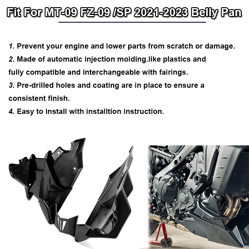 Carenado Inferior Motor Yamaha MT-09 SP 2021-2023 - Plástico ABS Negro Mate | Protección Y Estilo