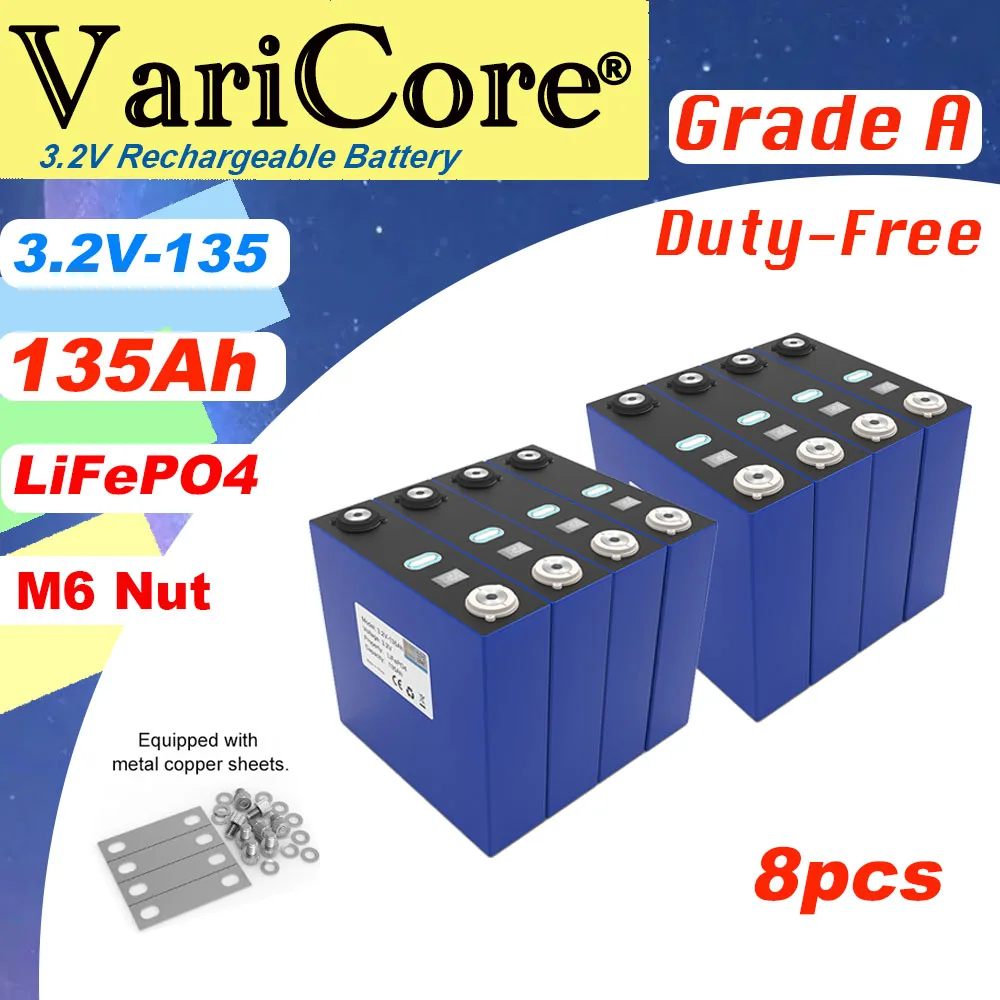 8pcs  3.2V LiFePO4 Battery 320AH 280ah 200ah 150ah 105ah DIY 12v 24V Automotive