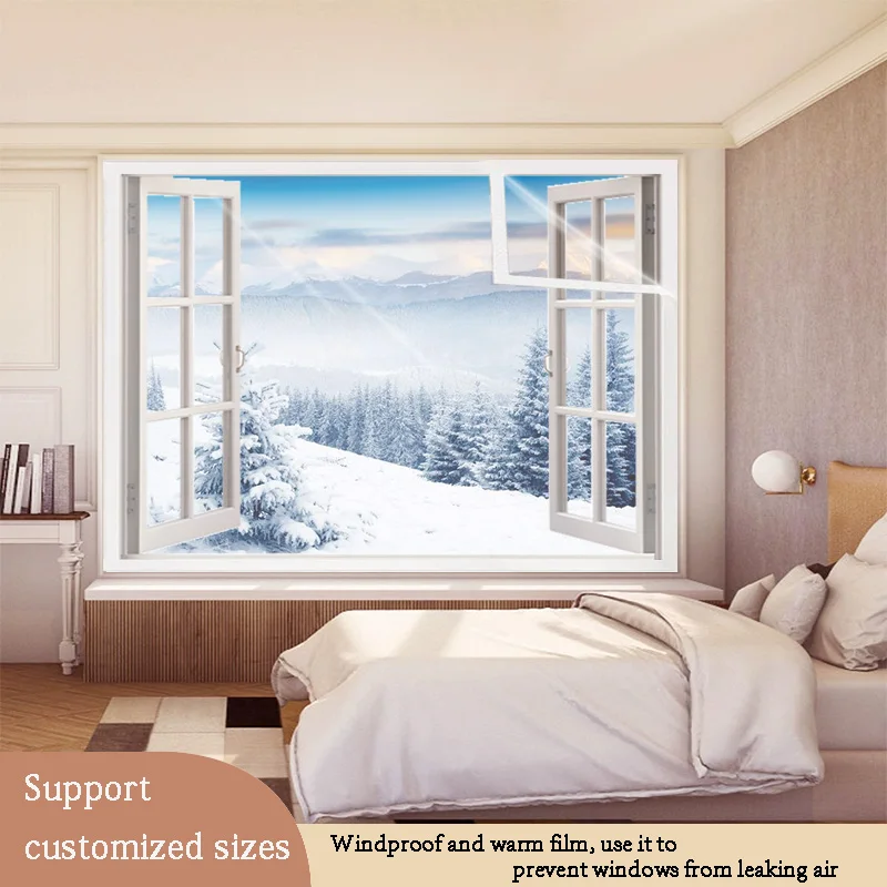 Winter Curtains New white winter window windproof curtains windproof and warm film sealed plastic cloth warm and antifreeze insulation
