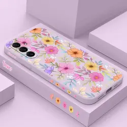 Vibrant Floral Silicone Phone Case Cover - Samsung A70 (Purple)