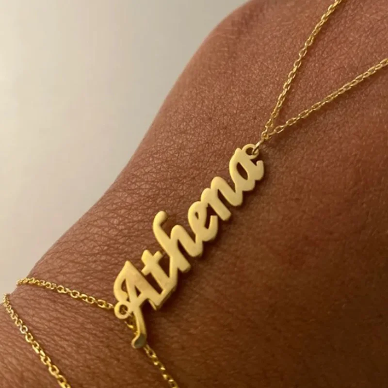 Bracciale con nome personalizzato personalizzato, bracciale con targhetta in oro in acciaio inossidabile, regalo da donna, regalo di compleanno