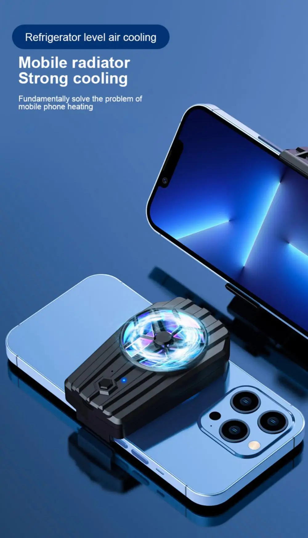 Refroidisseur Téléphone Gaming TRILINK - Ventilateur Semi-conducteur Universel 4.5-7 Pouces - 2 Modes, Silencieux 35dB - Pour IPhone Android