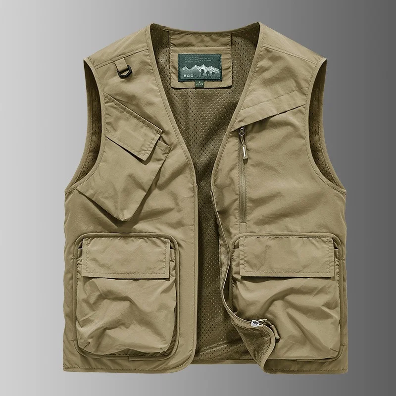 Veste de pêche homme 2025 légère et ample avec multiples poches pour vêtement extérieur