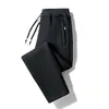 Men's Fce Lined Casual Pants Elastic Waist Loose Fit Straight Leg Autumn Winter Wear Comfortable Polyester Fiber Trousers
