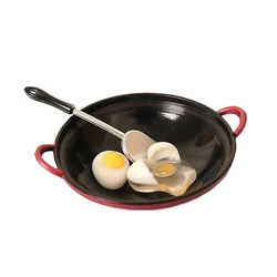 Miniature Dollhouse Kitchen Cookware Set - Egg, Spatula, Frying Pan, and Food Accessories (1Set)