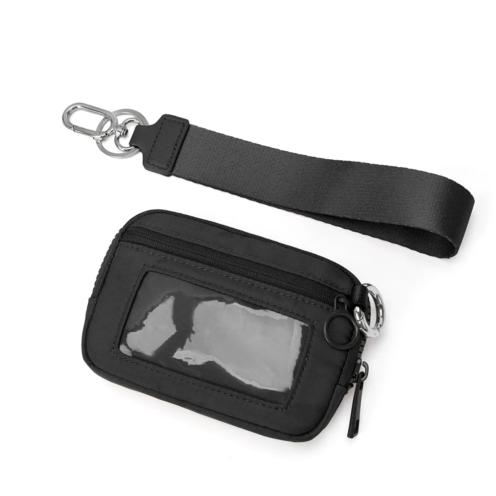 Women's Compact Zippered Coin Purse and Card Holder with Keychain