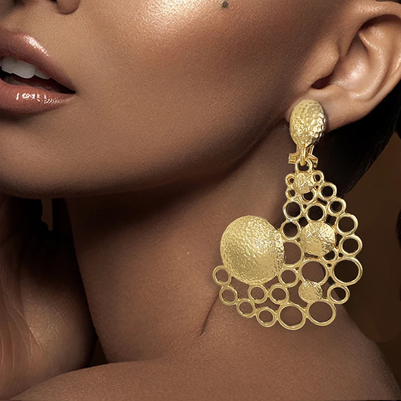 Pendientes Alexis Bittar Cristal Marrón Forma Lágrima Chapado Oro - Geometría, Gota, Elegantes