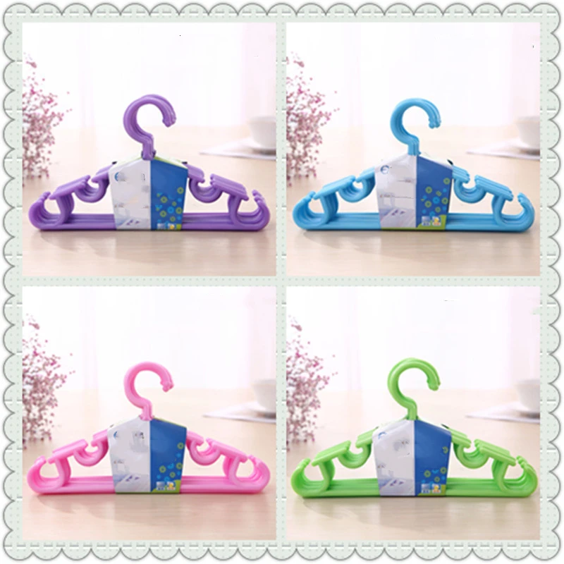 10Pcs/Set Portable Children Clothes Hanger Toddler Baby Coat Plastic Hangers  Hook Household for Kids Clothing Organizer 27x14cm