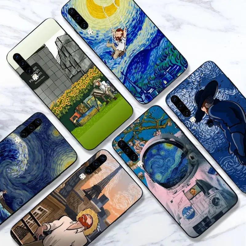 Van Gogh Cartoon Oil Painting Art Phone Case Per Huawei Honor Mate 30 40 50 20 8 70 5 9 10 Pro P X I S Y Lite Nova