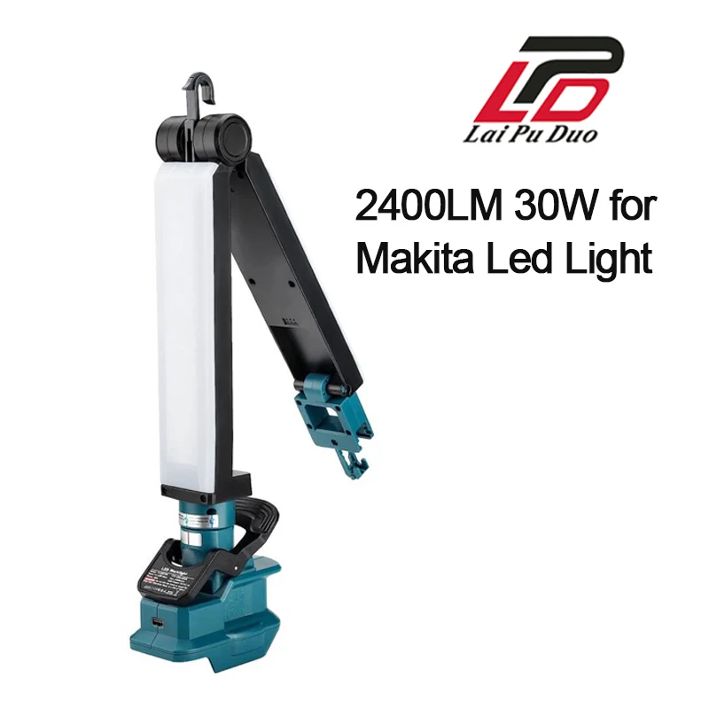 2400LM 30W for Makita Li-ion Battery Led Work Light (Battery not included) Convenient Outdoor Camping with USB Port