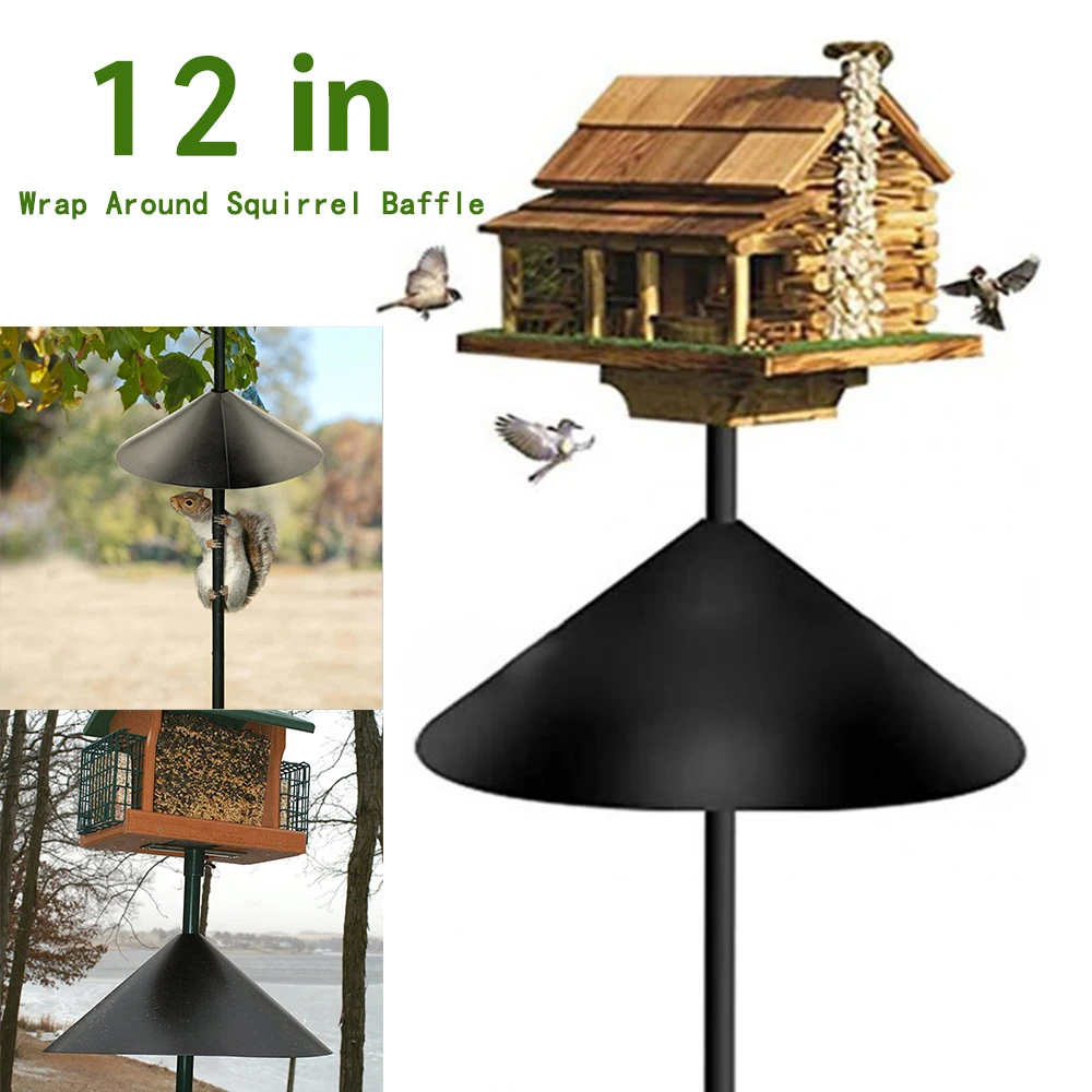 Squirrel Baffle 12in Wrap Around Anti Rust Squirrel Proof & Raccoon Proof Hang Baffle Bird Feeder Station Protection Guard
