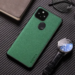 Solid Color Cross Graphic PU Leather Phone Case for Pixel 4 (Dark Green)
