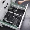 Kitchen Organizer Removable Dish Drying Rack Telescopic Plate Bowl Pot Lid Stand Storage Drawer Adjustable Holder Drain Shelf 3