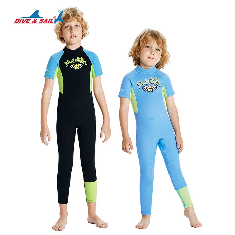 

2.5mmChildren's Diving Suit Men's Short Sleeve Piece Surf Clothing Middle and Big Children Snorkel Dive Skin Swimming Warm Divin