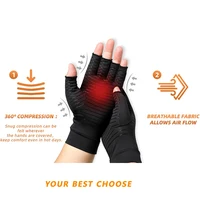 1 Pair Arthritis Compression Copper ion Gloves,Relieve Hand Pain Swelling&Carpal Tunnel Fingerless for Typing,Support for Joints 2