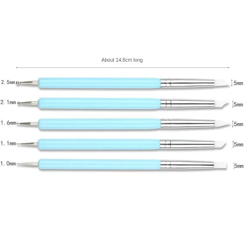 Description Picture 5 of item5PCS Silicone Clay Sculpting Tool for Brush Modeling Dotting Nail Art Pottery Clay Tool DIY Carving Sculpting Tools Nail Brush
