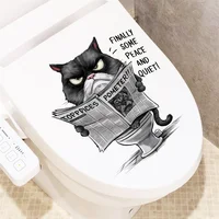 Funny Animals Reading Newspapers Toilet Stickers Giraffe Cow Cat Duck Pattern Waterproof Bathroom Decal Creative Home Decoration 3