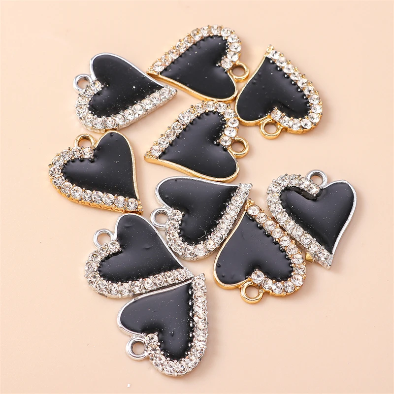 20 Stück 16x19mm Zarte Kristall-Emaille Herzanhänger für Schmuckherstellung, Ohrringe, Halsketten, Armbänder, DIY-Geschenke