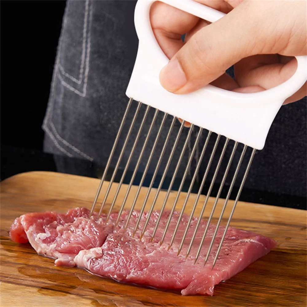 Vegetable Slicer Onion Tomato Holder Hand Held Easy Slicer Cutter Aid Potato Fruit Vegetable Tools Kitchen Accessories