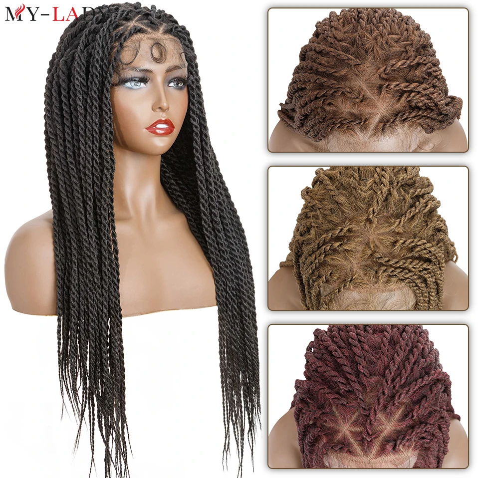 

My-Lady 24inch Box Braided Synthetic Lace Front Wig Straight Hair Baby Hair Frontal Afro Brazilian Wigs Cornrow Braids Lace Wigs