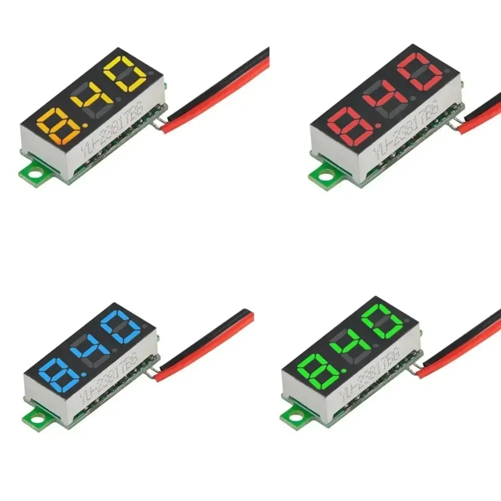 28인치 DC LED 디지털 전압계 0100V 전압 측정기 자동차 모바일 전원 전압 테스터 감지기 12V 빨강 초록 파랑 노랑