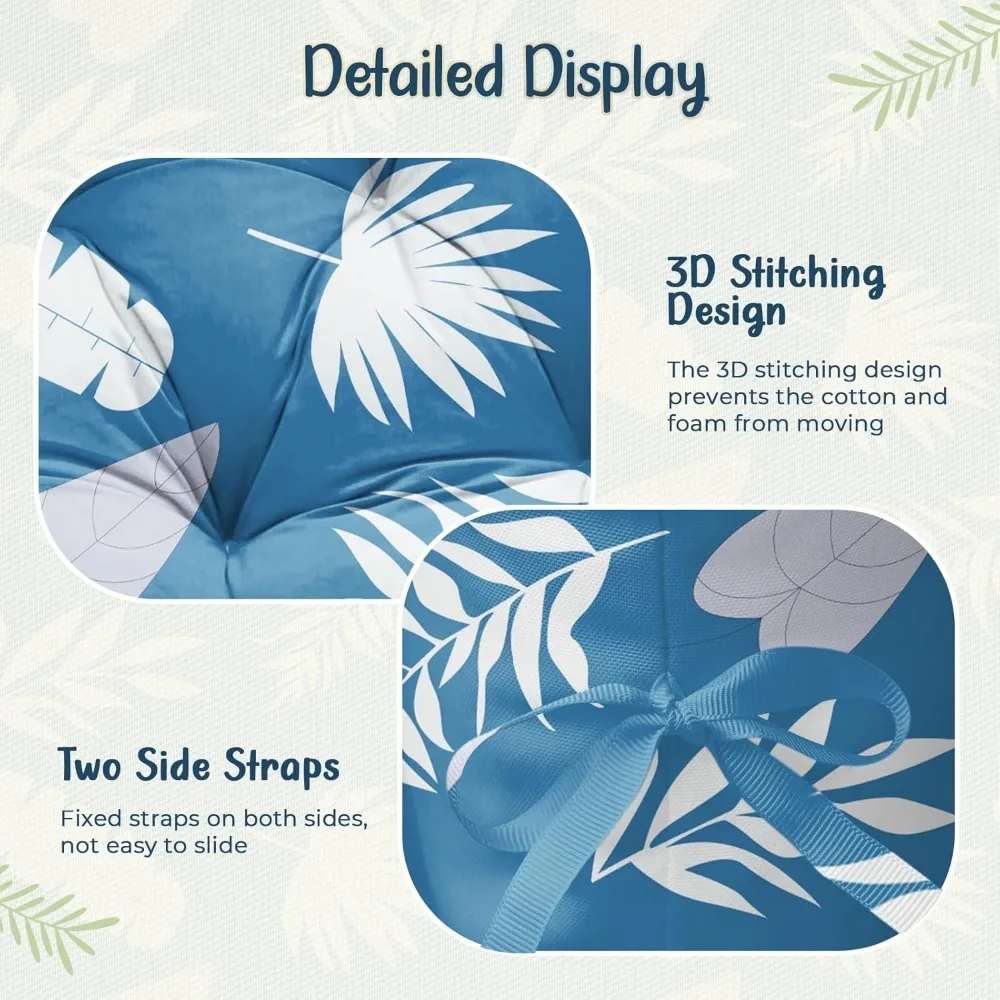 Waterproof Egg Chair Cushion Replacement Outdoor Hanging Egg Chair Cushion 47x35x7 Blue Leaf, Patio Swings 5