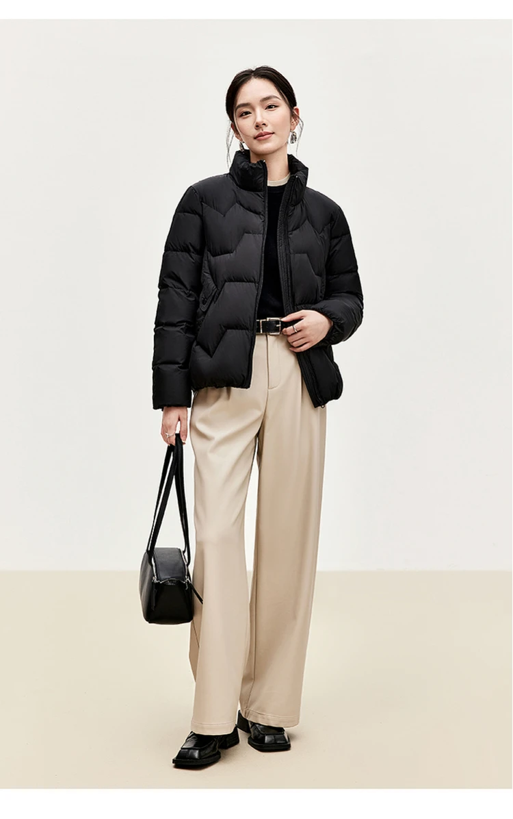 SENTUBILA Women's Short Down Puffer Jackets 2026 Light Weight Stand Neck Zipper Winter Duck Down Coat Female Clothing W44Y56637