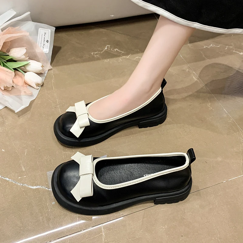 

Casual Woman Shoe All-Match Modis Shallow Mouth Round Toe Soft Female Footwear Bow-Knot New Summer 2023 Moccasin Comfortable Dre