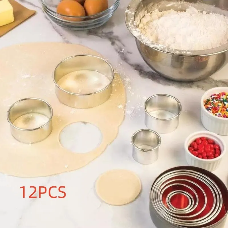 12pcs/세트 스테인레스 스틸 케이크 금형 DIY 패스트리 베이킹 도구 라운드 머틸 기능 베이킹 액세서리 무스 베이킹기구 Best5 12pcs/세트 스테인레스 스틸 케이크 금형 DIY 패스트리 베이킹 도구 라운드 머틸 기능 베이킹 액세서리 무스 베이킹기구 Best5