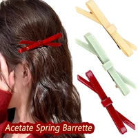 French Style Bowknot Hair Clip Women Girls Acrylic Spring Barrettes For Ponytail Long Hair Styling Party Headwear