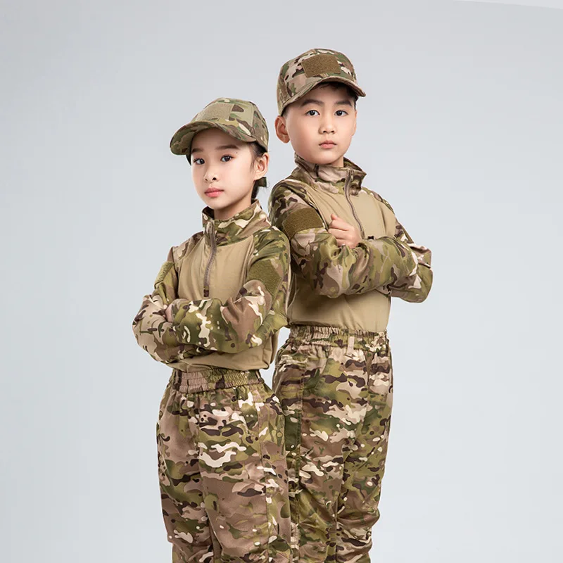Ensemble de camouflage pour enfants, combinaison d'été en forme de grenouille à manches longues, pour l'entraînement au camp d'été, pour l'école primaire et la maternelle, combinaison d'entraînement militaire
