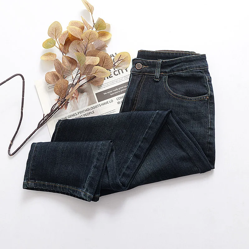 Autumn New Style Oversized Stretch Denim Straight Leg Pants Fashion Plus Size Women's Premium Jeans