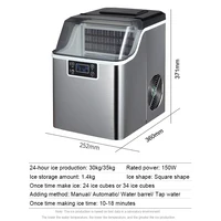 Commercial Electric Ice Maker Automatic Add Water Bullet Round Block Ice Cube Generator Machine 30/35KG/24H Milk Tea Coffee Shop 2
