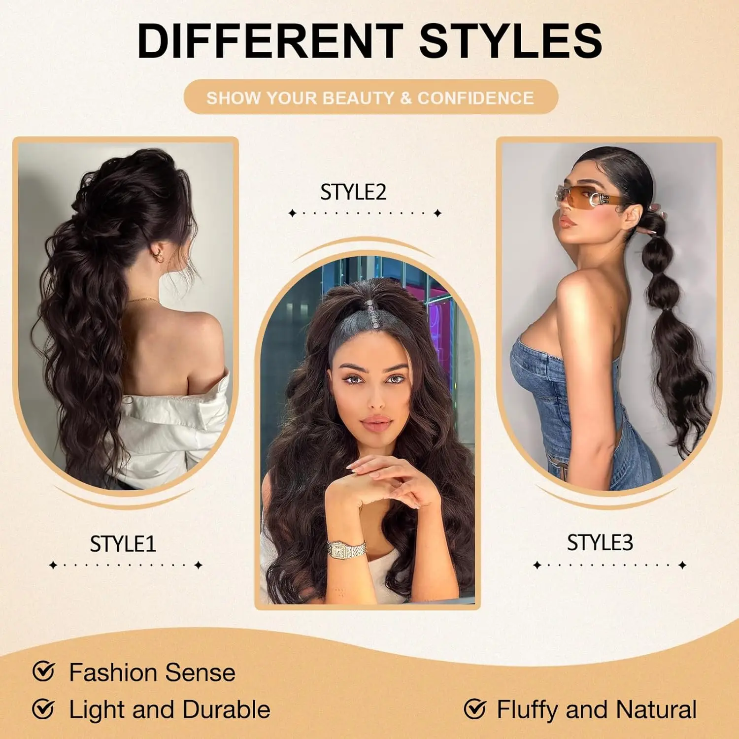 Curly Ponytail Hairpiece 24inch Synthetic Drawstring Ponytail Extension for Women Long Afro Curly Fluffy Ponytail Clip in Hair Extensions for Daily Use