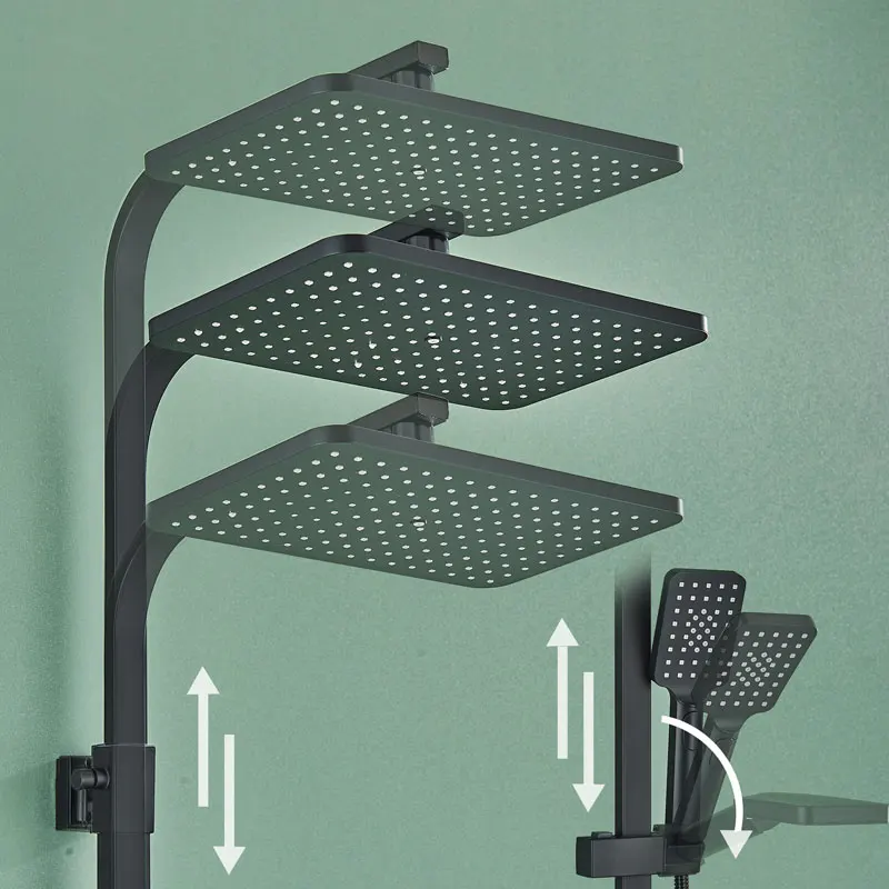 Thermostatic Bathroom Shower Faucet Set Smart Digital Display Mixer Tap Rainfall System With Shelf Bathtub Tap Bath Crane bathroom shower faucet set
