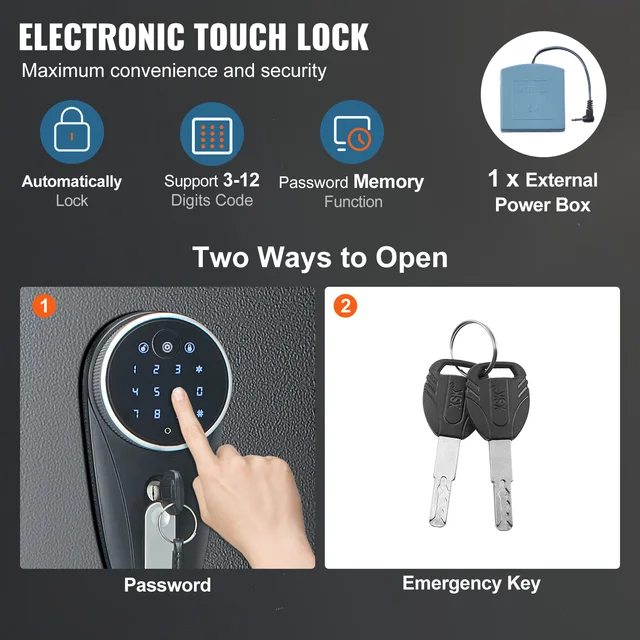 SucceBuy 3-8 Rifles Gun Safe w/ Digital Keypad & Lock Gun Storage Cabinet with Removable Storage Shelf for Home Long Gun Pistols 3