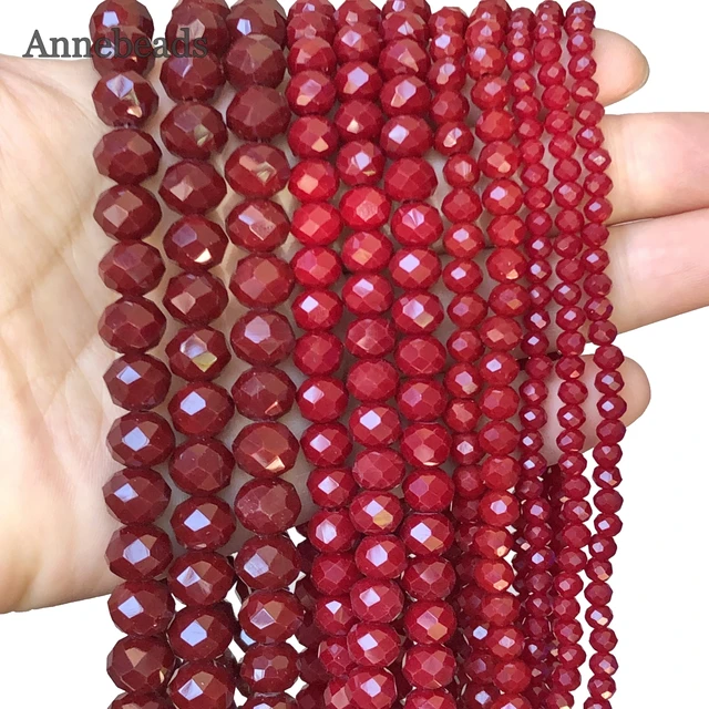 Red Beads Jewelry Making, Ab Red Glass Faceted Beads