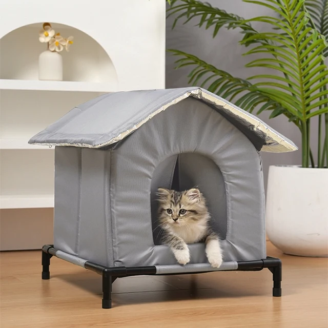 Fully Insulated Shelter for Stray and Feral Cats Cat House for Indoor and Outdoor Cats in Summer, Waterproof Winter warm cat bed 5