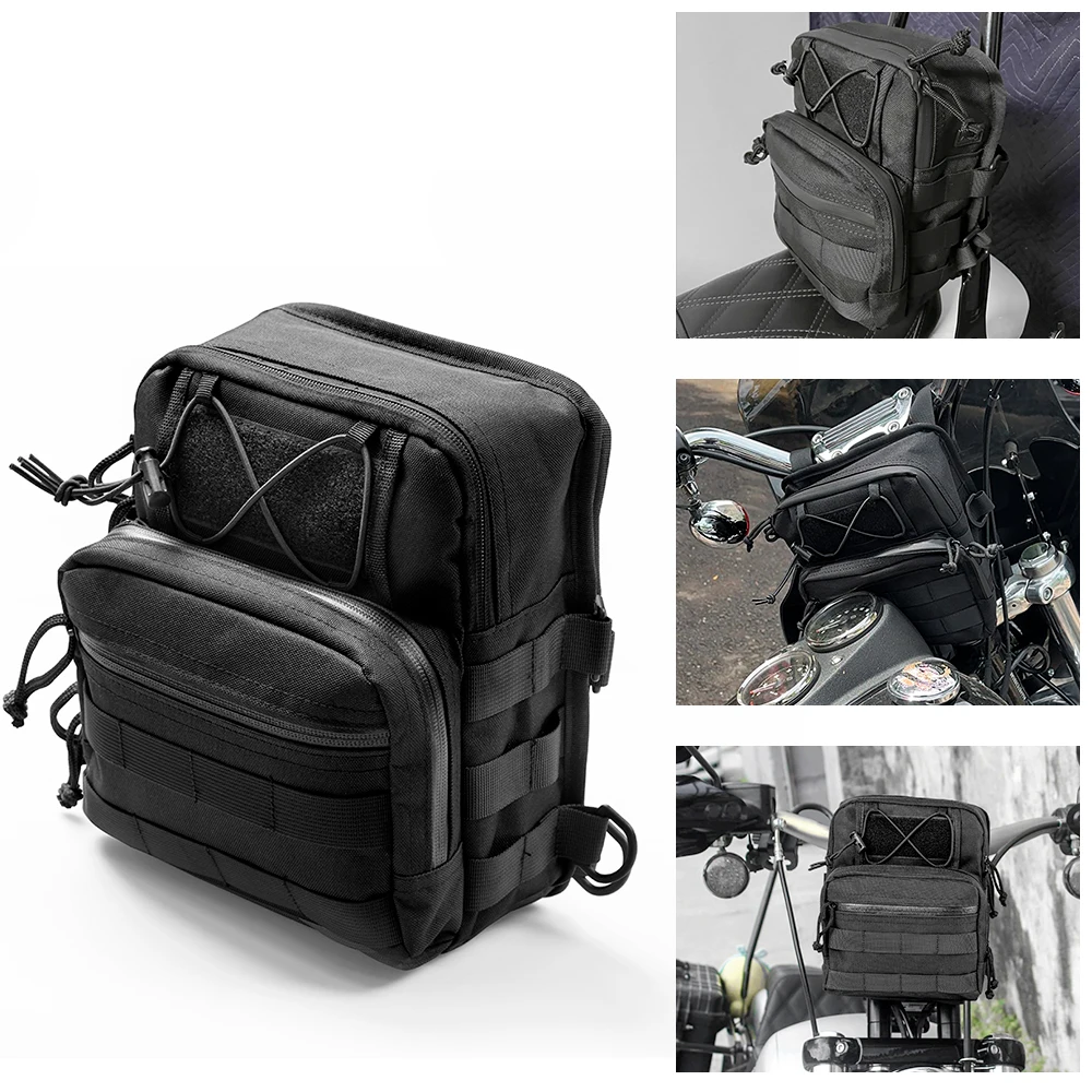 Universal Motorcycle Handlebar Front Storage Bag with T-Bar Club Style Design